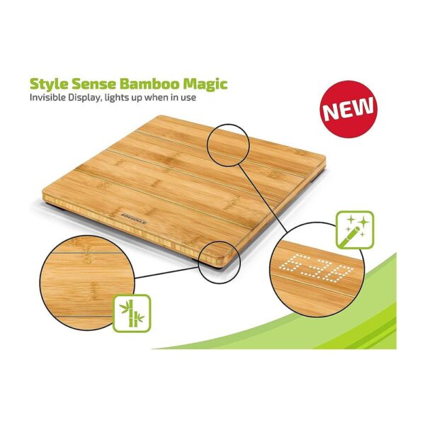 Soehnle Style Sense Bamboo Magic Digital Personal Bathroom Scale Weighs To 180kg - Brown - Image 6
