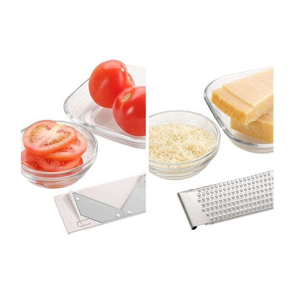 Leifheit All-Purpose Grater Mandolin Slicer 4+1 Vegetable Grater & Cutter Stainless Steel 5 Different Blades - White/Silver - Image 3