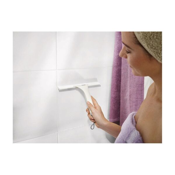 Leifheit Cabino Shower Cubicle Cleaner Window Squeegee With Rubber Lip 24cm Cleaning Width - White - Image 2
