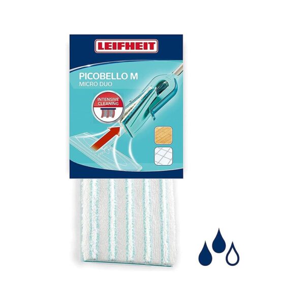 Leifheit Picobello M Micro Duo Mop Replacement Wiper Pad Sponge 33cm Wide - Multicolour