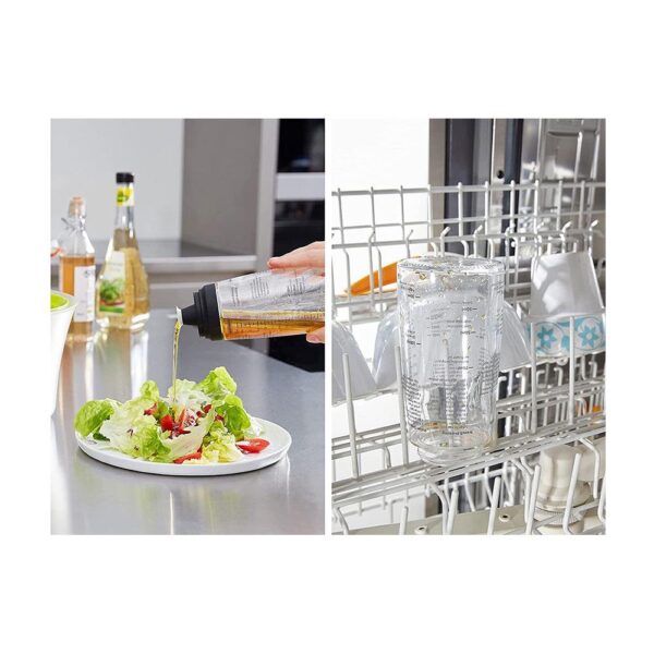 Leifheit Salad Dressing Shaker 5 Imprinted Recipes Glass Bottle 300ml - Black/Transparent - Image 4