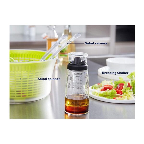 Leifheit Salad Dressing Shaker 5 Imprinted Recipes Glass Bottle 300ml - Black/Transparent - Image 5