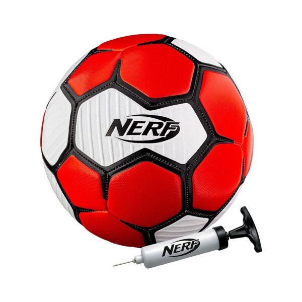 Nerf Proshot Kids Soccer Ball Outdoor Youth Soccer Balls + Air Pump Set Ball Size 3 - Red/White/Black