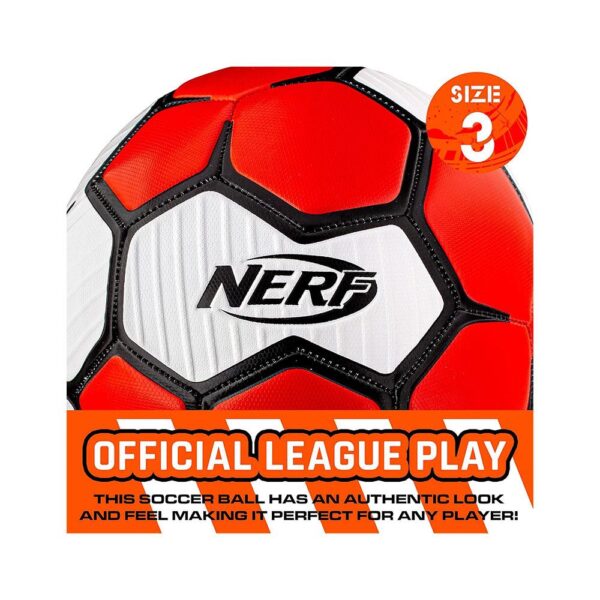 Nerf Proshot Kids Soccer Ball Outdoor Youth Soccer Balls + Air Pump Set Ball Size 3 - Red/White/Black - Image 2