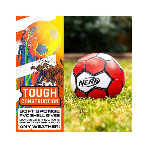 Nerf Proshot Kids Soccer Ball Outdoor Youth Soccer Balls + Air Pump Set Ball Size 3 - Red/White/Black - Image 5