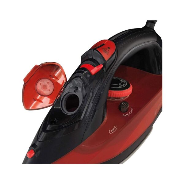 Igenix PowerSteam Steam Iron Ceramic Non-Stick Soleplate 2600W 380ml Water Tank - Red/Black - Image 4