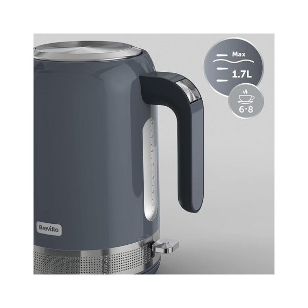 Breville High Gloss Electric Jug Kettle Fast Boil Stainless Steel 3000W 1.7 Litres - Grey - Image 4