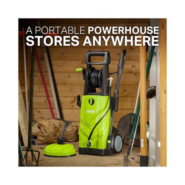 Draper Electric Pressure Washer 165Bar High Power Washer Gun Patio Cleaner Jet Washer Attachment 2200W 230V - Green - Image 5