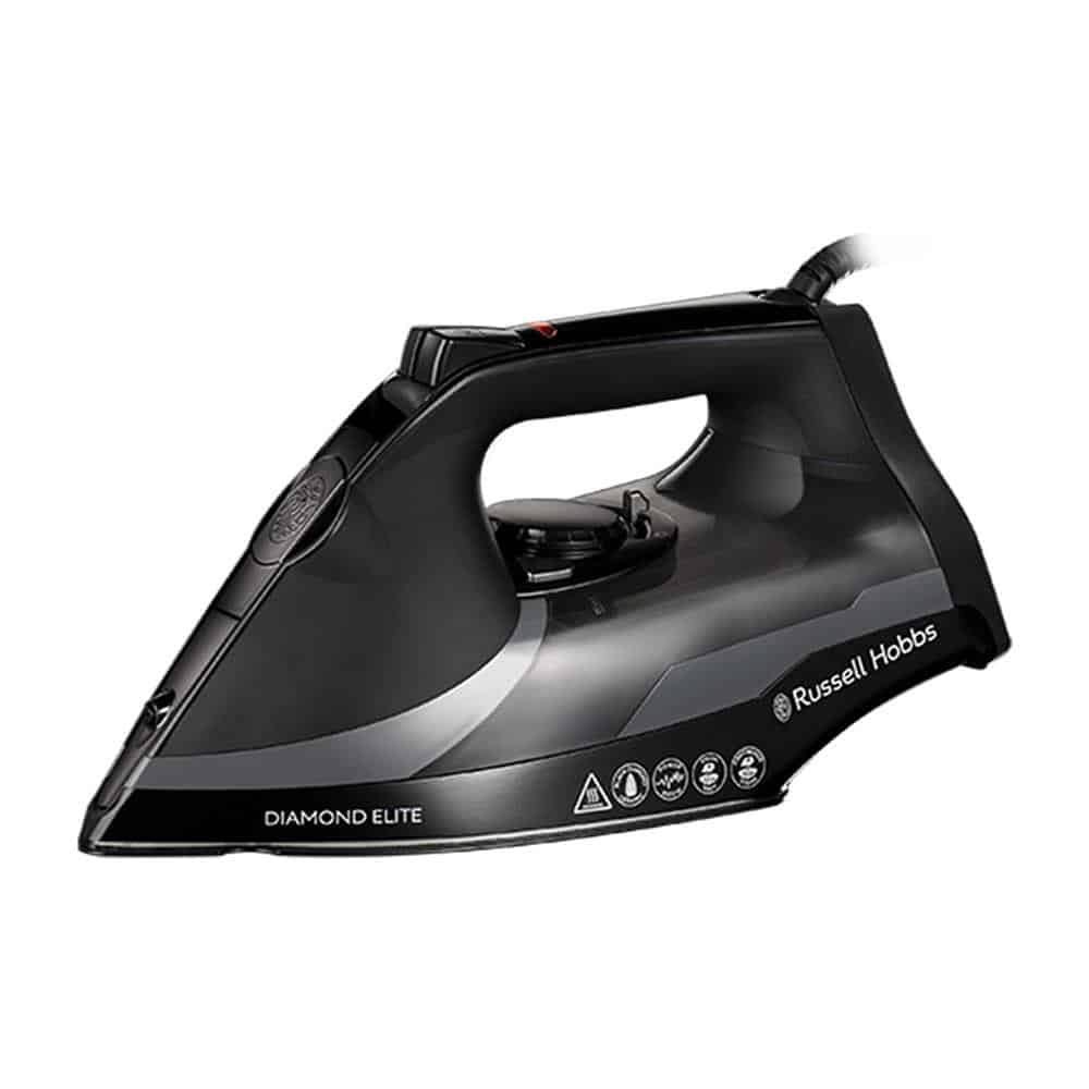 Russell Hobbs Diamond Elite Steam Iron Black Diamond Soleplate 3100W 350ml Water Tank - Black