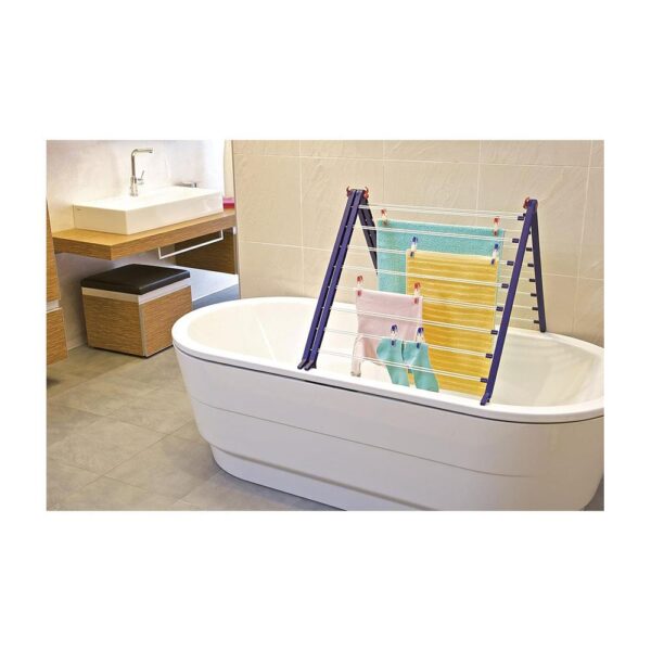 Leifheit Pegasus 190 Bath Extendable Folding Clothes Laundry Airer Dryer - Blue/White - Image 4
