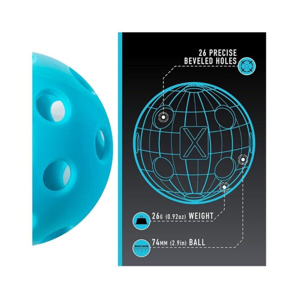 Franklin Sports X-26 Indoor Court Pickleball Balls 3 Pack - Blue - Image 2