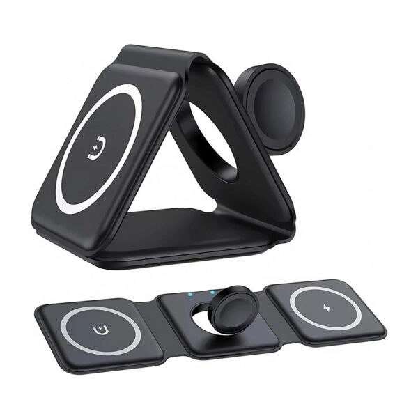 Groov-e Triton 3-In-1 Foldable Wireless Charging Station Fast Charging - Black - Image 4