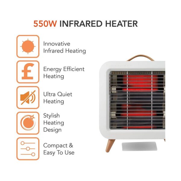 Warmlite Infrared Desk Heater 550W Portable Ultra-Quiet With Overheat Protection - Cream - Image 2