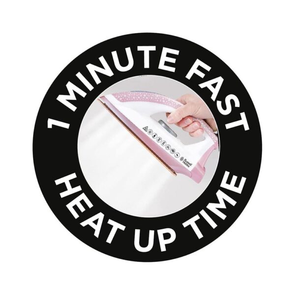 Russell Hobbs Steam Power Pearl Steam Generator Iron Ceramic Soleplate 2600W 1.3 Litres Water Tank - Pink & White - Image 7
