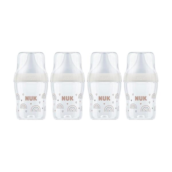 NUK Perfect Match Baby Bottles Set 4 x 150ml Anti Colic Baby Bottles Small Silicone Teat - Rainbow