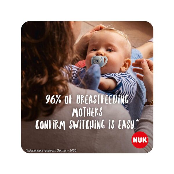 NUK Star Baby Soother Dummy Silicone 6-18 Months 2 Count - Blue - Image 4