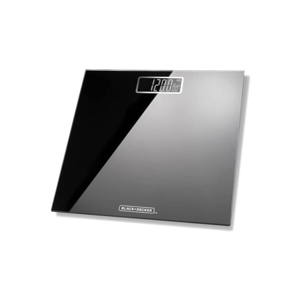 Black & Decker Digital Bathroom Scale High Precision Sensor System Durable Tempered Glass 170kg Capacity - Black