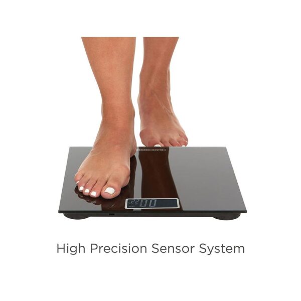 Black & Decker Digital Bathroom Scale High Precision Sensor System Durable Tempered Glass 170kg Capacity - Black - Image 5