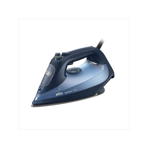 Braun TexStyle 7 Pro Steam Iron With FreeGlide 3D Technology EloxalPlus Sole 3100W 300ml Water Capacity - Blue