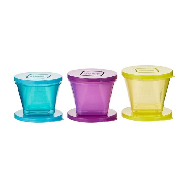 NUK Fresh Foods Food Pots Stackable Baby Food Storage Containers With Lids 3 Count - Blue/Yellow/Purple