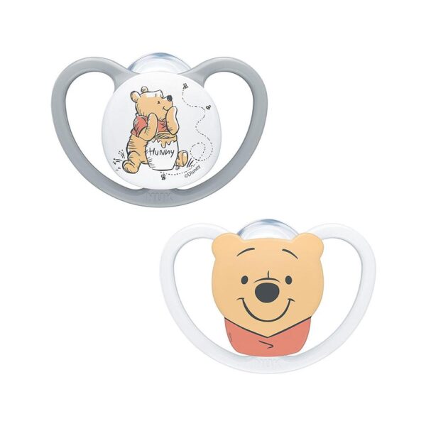 NUK Space Disney Baby Soother With Extra Ventilation Silicone 6-18 Months 2 Count - Disney Winnie The Pooh