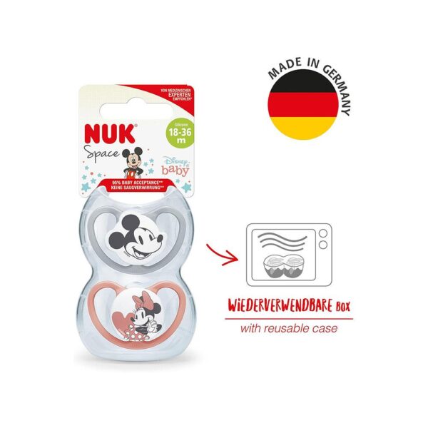 NUK Space Disney Baby Soother Dummy Silicone 18-36 Months 2 Count - Mickey & Minnie Mouse - Image 5