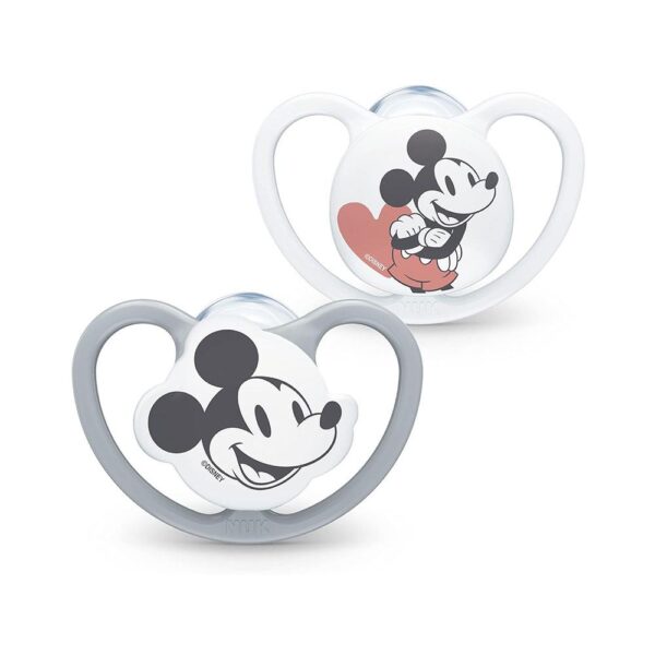NUK Space Disney Baby Soother Dummy Silicone 6-18 Months 2 Count - Mickey Mouse
