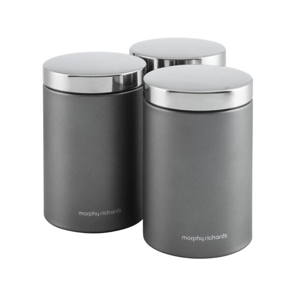 Morphy Richards Accents Kitchen Storage Canisters Set of 3 Stainless Steel - Titanium