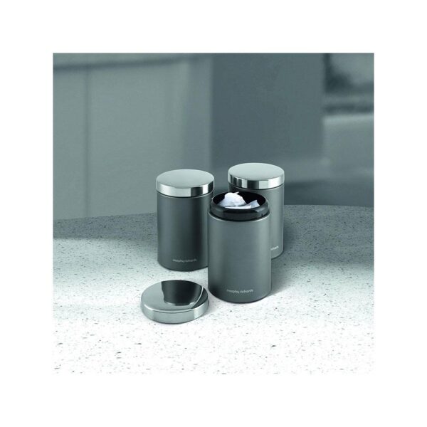 Morphy Richards Accents Kitchen Storage Canisters Set of 3 Stainless Steel - Titanium - Image 2