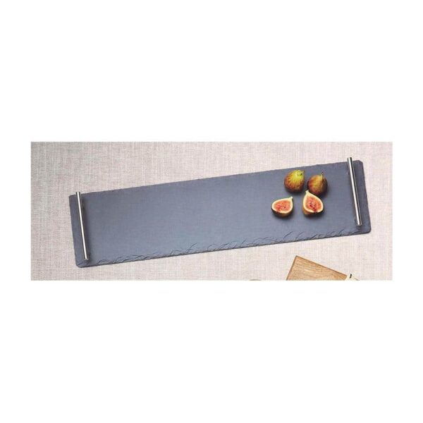 Artesa Appetiser Slate Serving Platter With Brushed Metal Handles Gift Box 60cm x 15cm - Grey - Image 7