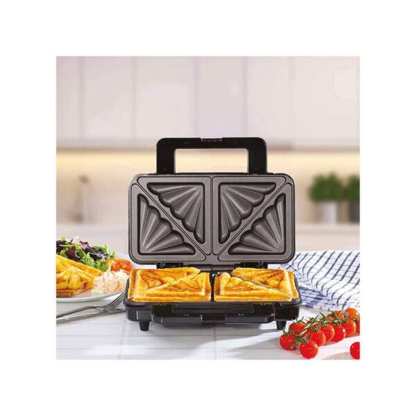 Daewoo Deep Fill 4 Slice Sandwich Maker 900W - Silver/Black - Image 2