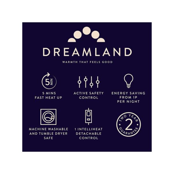 Dreamland Nap Time Heated Electric Blanket Throw With 6 Heat Settings 180cm x 135cm - Velvet Sherpa Beige Tartan Check - Image 6