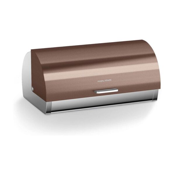 Morphy Richards Accents Roll Top Bread Bin Stainless Steel 39cm x 27cm x 19cm - Copper