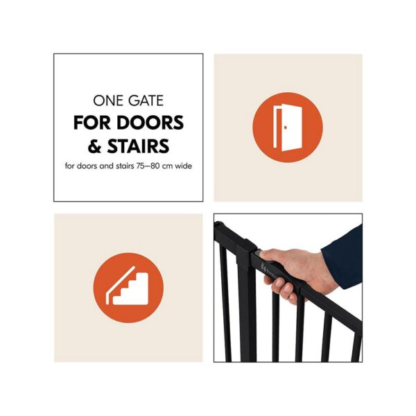 Hauck Open N Stop 2 Practical Manually Locking Baby Safety Gate 75-80cm - Black - Image 4