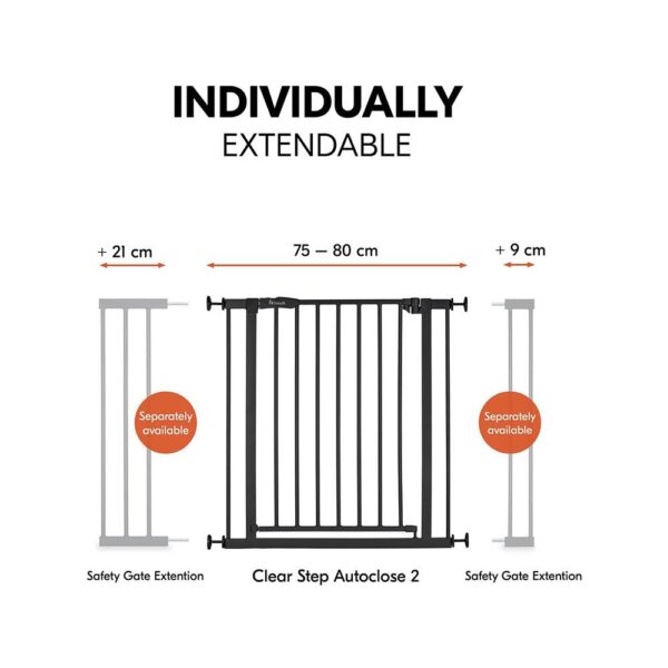 Hauck Open N Stop 2 Practical Manually Locking Baby Safety Gate 75-80cm - Black - Image 5