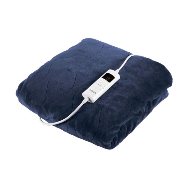 Carmen Comfort Luxury Electric Heated Blanket Flow & Over With 9 Heat Settings - Navy Blue