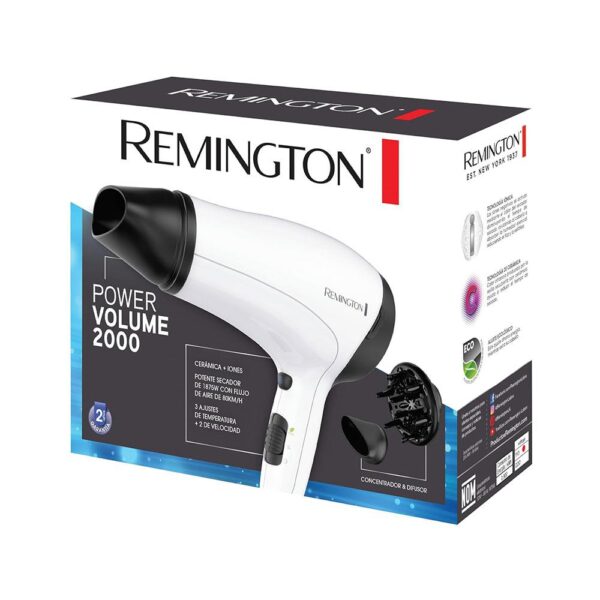 Remington Power Volume Hair Dryer 2000W With 3 Heat & 2 Speed Settings - White - Image 6