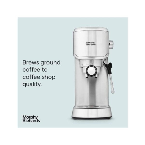 Morphy Richards Traditional Compact Pump Espresso Machine Stainless Steel 1450W 1 Litres - Silver - Image 2