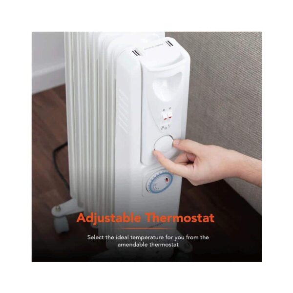 Warmlite 7 Fin Oil Filled Radiator With Adjustable Thermostat & 24 Hour Timer 1500W - White - Image 6