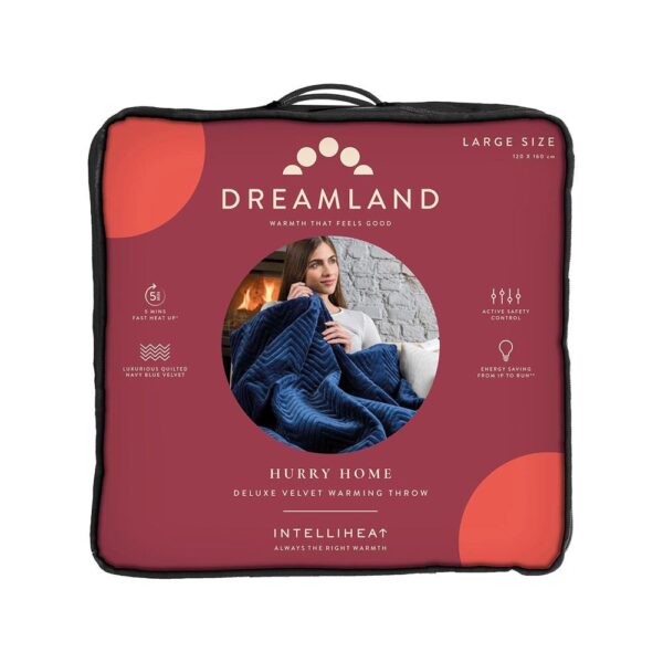 Dreamland Hurry Home Deluxe Velvet Warming Throw Blanket Large 160 X 120cm - Navy Blue - Image 9