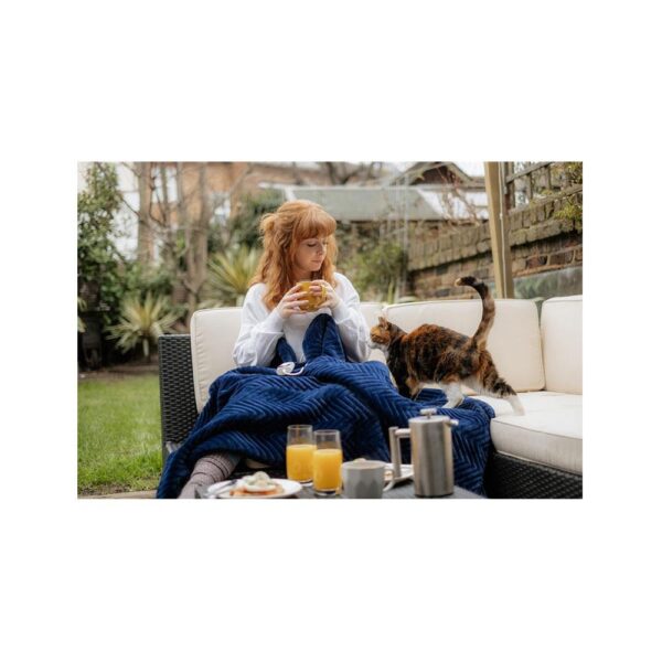 Dreamland Hurry Home Deluxe Velvet Warming Throw Blanket Large 160 X 120cm - Navy Blue - Image 10