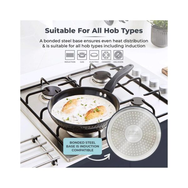 Tower Diamo 24cm Frying Pan With Black Diamond Ceramic Non-Stick Coating - Black - Image 6