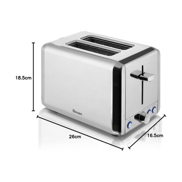 Swan Classic 2 Slice Toaster Polished Stainless Steel 925W - Silver - Image 4