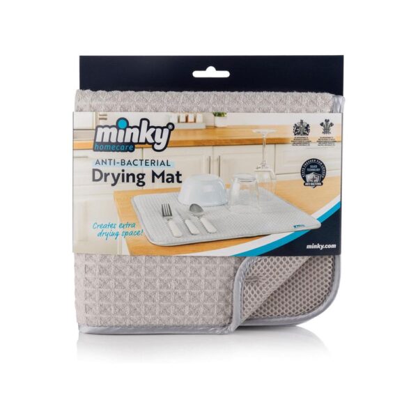 Minky Anti-Bacterial Drying Mat Ultra Absorbent Dish Drying Pad For Kitchen Counter 18 Inch X 16 Inch - Grey
