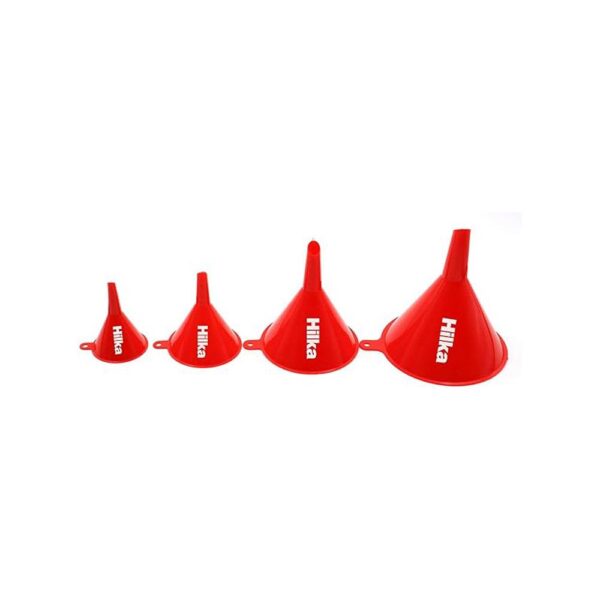 Hilka 4 Piece Funnel Set Plastic Pouring Funnels 55 To 125mm - Red