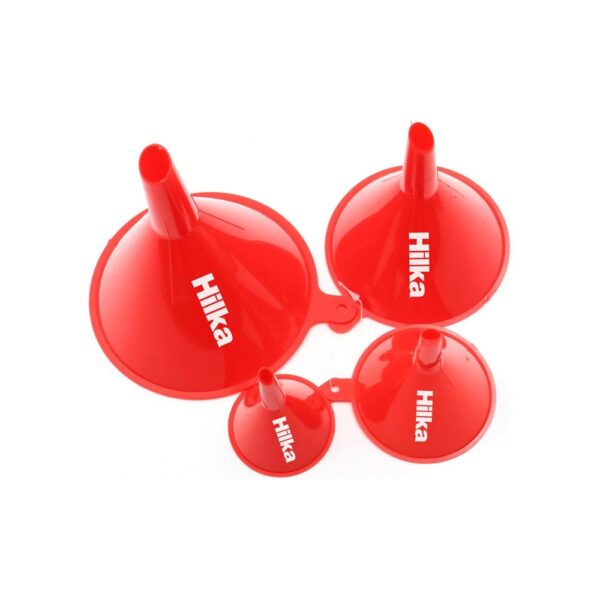Hilka 4 Piece Funnel Set Plastic Pouring Funnels 55 To 125mm - Red - Image 2