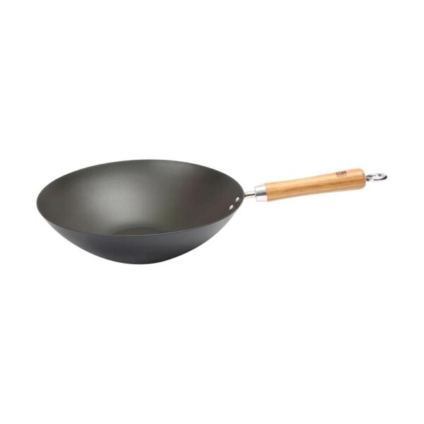 Dexam School Of Wok 10.5 Inch/27cm Pre-Seasoned Carbon Steel Wok - Black - Image 2
