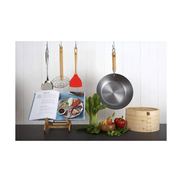 Dexam School Of Wok 10.5 Inch/27cm Pre-Seasoned Carbon Steel Wok - Black - Image 3