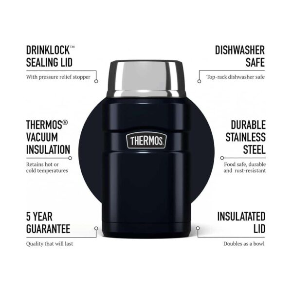Thermos Stainless King Hot And Cold Travel Food Flask 710ml - Blue - Image 2