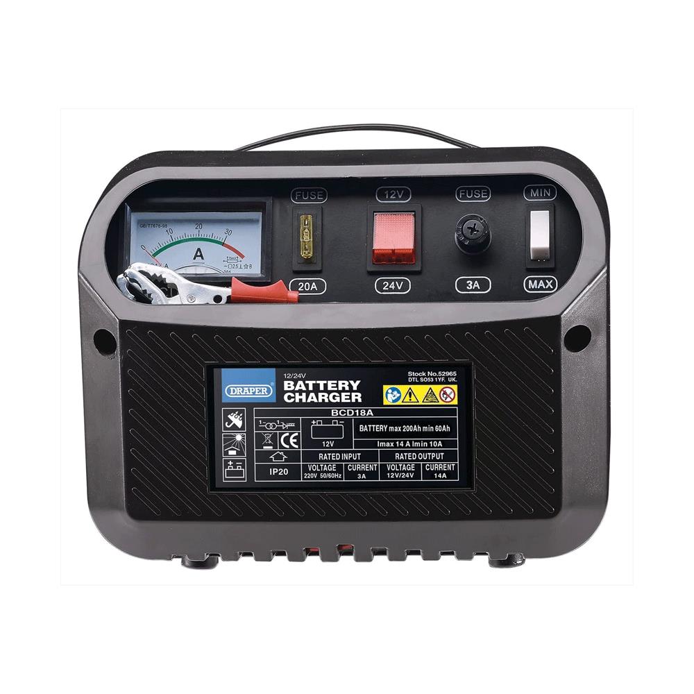 Draper 52985 12V/24V 16-20A Car Van Battery Cable & Crocodile